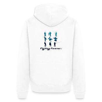 Silhouetten des Anglers Fishing forever - Unisex Premium Bio Zip Hoodie - Weiß - Hinten - Thijin (182cm)