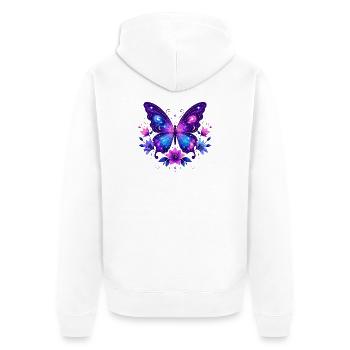 KosmosSchmetterling im Blütenkranz - Unisex Premium Bio Zip Hoodie - Weiß - Hinten - Thijin (182cm)