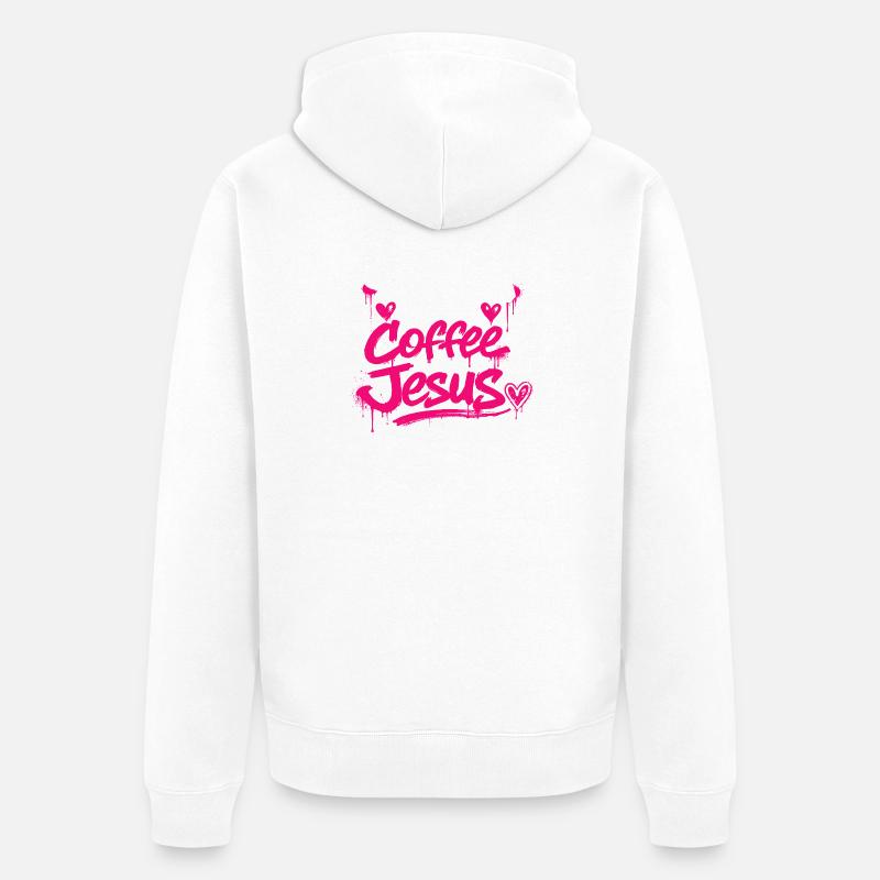 Coffee & Jesus Graffiti Design - Veste à capuche bio Premium Unisexe - blanc