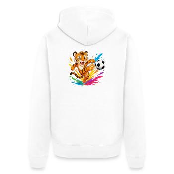 Tiger Kick Ball Color Explosion - Unisex Premium Organic Zip Hoodie - white - Back - Thijin (182cm)