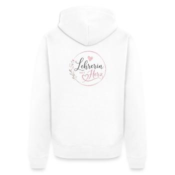 Lehrerin mit Herz!  - Unisex Premium Bio Zip Hoodie - Weiß - Hinten - Thijin (182cm)