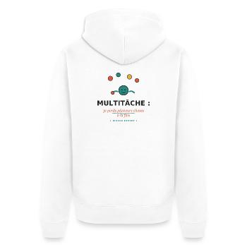 Multitâche: je perds plusieurs choses - Veste à capuche bio Premium Unisexe - blanc - Dos - Thijin (182cm)