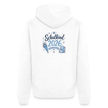 Schulkind 2026 - Einschulung - Unisex Premium Bio Zip Hoodie - Weiß - Hinten - Thijin (182cm)