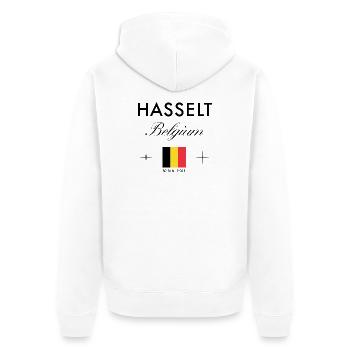 Hasselt Belgien Koordinaten Reise Souvenir - Unisex Premium Bio Zip Hoodie - Weiß - Hinten - Thijin (182cm)