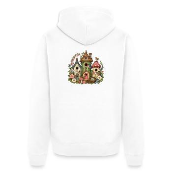 Zauberwald Vogelhäuschen Flora - Unisex Premium Bio Zip Hoodie - Weiß - Hinten - Thijin (182cm)