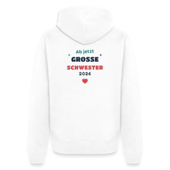 Einschulung 2026 Schwester - Schulkind Geschenk Sc - Unisex Premium Bio Zip Hoodie - Weiß - Hinten - Thijin (182cm)