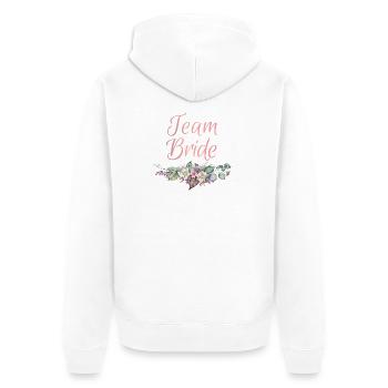 Team Bride Rings Floral Bachelor Party - Unisex Premium Organic Zip Hoodie - white - Back - Thijin (182cm)