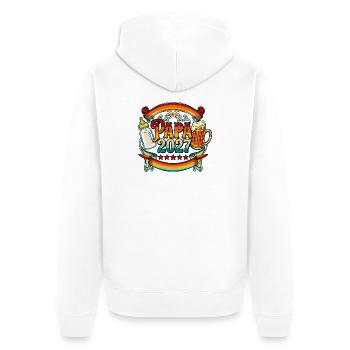 Vater 2027 Schwangerschaftsankündigung des werdenden Vaters - Unisex Premium Bio Zip Hoodie - Weiß - Hinten - Thijin (182cm)