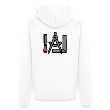 Tischler Werkzeuge Grafik - Unisex Premium Bio Zip Hoodie - Weiß - Hinten - Thijin (182cm)