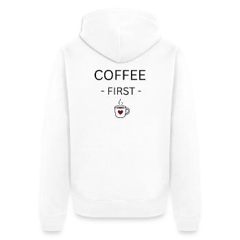 Heart Mug CoffeeLove - Unisex Premium Organic Zip Hoodie - white - Back - Thijin (182cm)