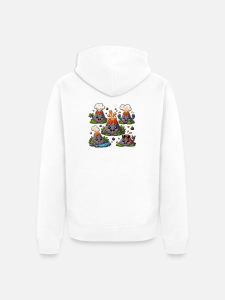 Lustige Vulkane mit Lavafreuden - Unisex Premium Bio Zip Hoodie - Weiß
