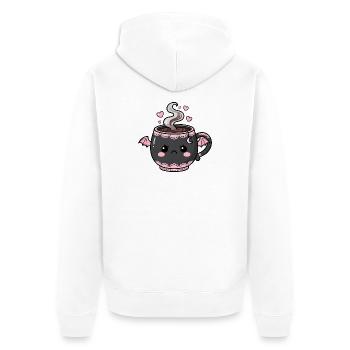 Kawaii Grusel-Tasse mit Flügeln - Unisex Premium Bio Zip Hoodie - Weiß - Hinten - Thijin (182cm)