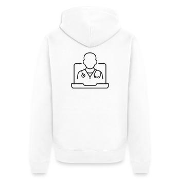 Online-Hotline-Icon für Ärzte in Telemedizin - Unisex Premium Bio Zip Hoodie - Weiß - Hinten - Thijin (182cm)