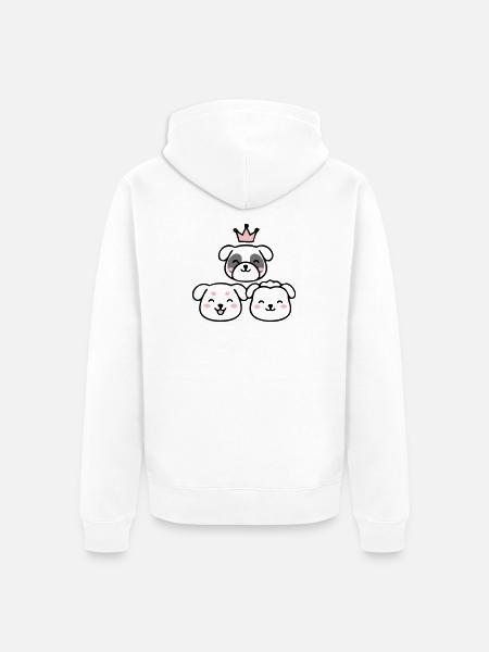 Hunde Welpen Krone Logo - Unisex Premium Bio Zip Hoodie - Weiß