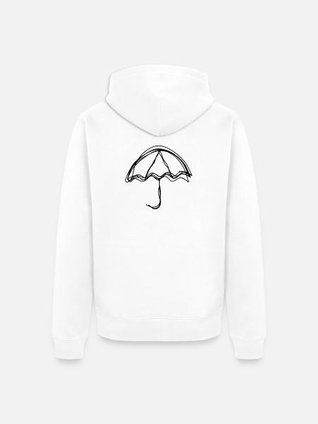 Regenschirm handgezeichnet - Unisex Premium Bio Zip Hoodie - Weiß