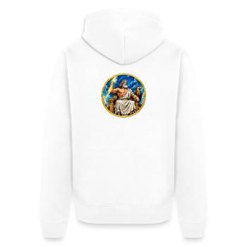 Zeus Donnerthron - Unisex Premium Bio Zip Hoodie - Weiß - Hinten - Thijin (182cm)