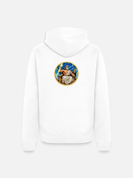 Zeus Donnerthron - Unisex Premium Bio Zip Hoodie - Weiß