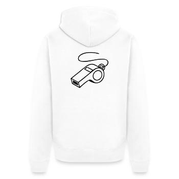 Trillerpfeife Sport Schiri Icon - Unisex Premium Bio Zip Hoodie - Weiß - Hinten - Thijin (182cm)