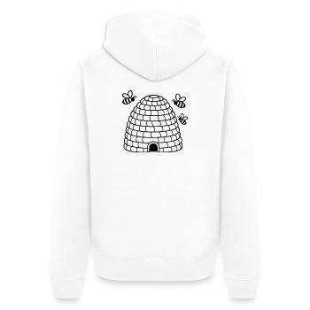 Bienenkorb mit Bienen – Imker Honig - Unisex Premium Bio Zip Hoodie - Weiß - Hinten - Thijin (182cm)