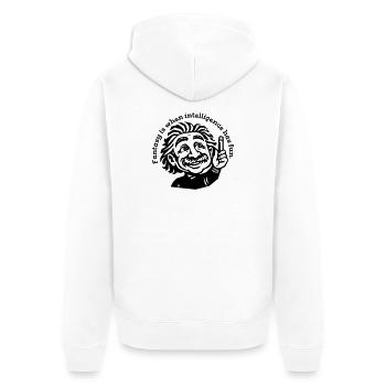 FANTASY = IQ + FUN - Unisex Premium Bio Zip Hoodie - Weiß - Hinten - Thijin (182cm)