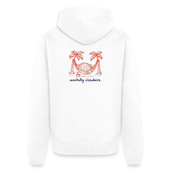 Mentally Elsewhere – Eisige Gehirnkritzelei - Unisex Premium Bio Zip Hoodie - Weiß - Hinten - Thijin (182cm)