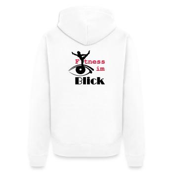 Fitness im Blick Sport Medizin Sprüche Geschenk - Unisex Premium Bio Zip Hoodie - Weiß - Hinten - Thijin (182cm)