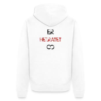 Er heiratet Bräutigam - Unisex Premium Bio Zip Hoodie - Weiß - Hinten - Thijin (182cm)