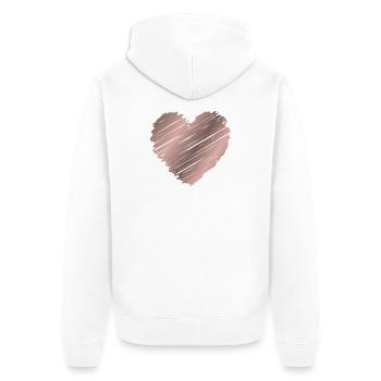 Roségold Pinselherz – Minimal Love Design - Unisex Premium Bio Zip Hoodie - Weiß - Hinten - Thijin (182cm)