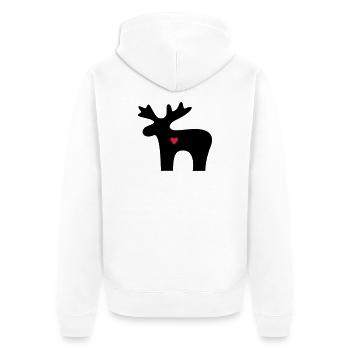 Moose heart love silhouette christmas - Unisex Premium Organic Zip Hoodie - white - Back - Thijin (182cm)