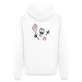 Sport, Tennis ,Tennisball, Comic - Unisex Premium Bio Zip Hoodie - Weiß - Hinten - Thijin (182cm)