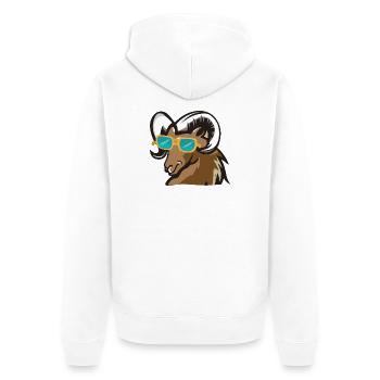 Ram with sunglasses - Unisex Premium Organic Zip Hoodie - white - Back - Thijin (182cm)
