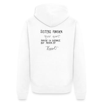 SISTERS FOREVER - Unisex Premium Bio Zip Hoodie - Weiß - Hinten - Thijin (182cm)