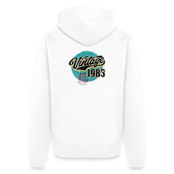 Insigne du Cercle vintage de 1983 - Veste à capuche bio Premium Unisexe - blanc - Dos - Thijin (182cm)