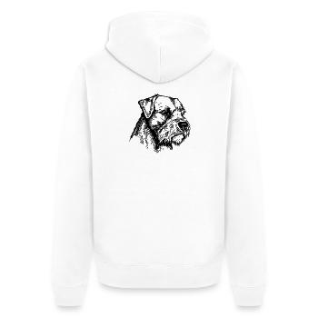 Border Terrier Portrait 2 - Unisex Premium Bio Zip Hoodie - Weiß - Hinten - Thijin (182cm)