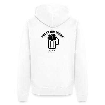 Prost ihr Säcke Symbol Logo icon Bier Zapfen - Unisex Premium Bio Zip Hoodie - Weiß - Hinten - Thijin (182cm)