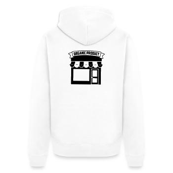 Bio kaufen - Unisex Premium Bio Zip Hoodie - Weiß - Hinten - Thijin (182cm)