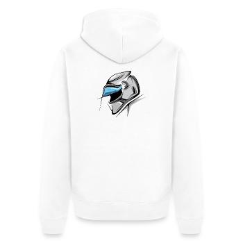 formula Illustration Helm Grafik Rennsport Autos - Unisex Premium Bio Zip Hoodie - Weiß - Hinten - Thijin (182cm)