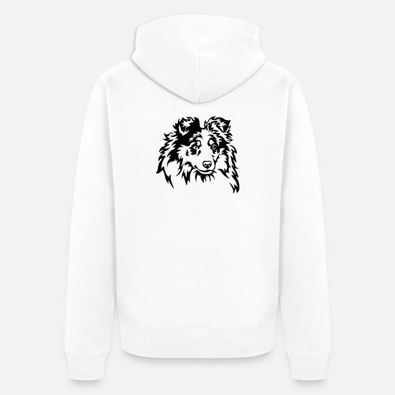 Sheltie Head - Veste à capuche bio Premium Unisexe - blanc