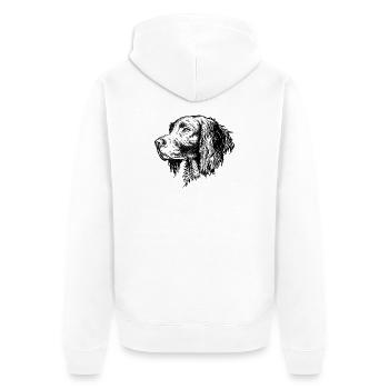 Münsterländer Portrait - Unisex Premium Bio Zip Hoodie - Weiß - Hinten - Thijin (182cm)