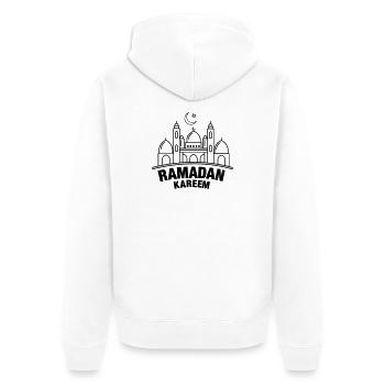 Ramadan Kareem Moschee - Unisex Premium Bio Zip Hoodie - Weiß - Hinten - Thijin (182cm)