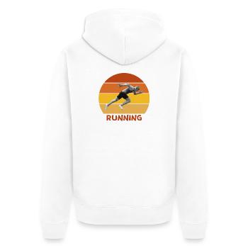 Laufen, Laufen, Sprinten - Unisex Premium Bio Zip Hoodie - Weiß - Hinten - Thijin (182cm)