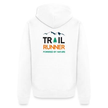 Trail Runner - Powered by Nature - Unisex Premium Organic Zip Hoodie - white - Back - Thijin (182cm)