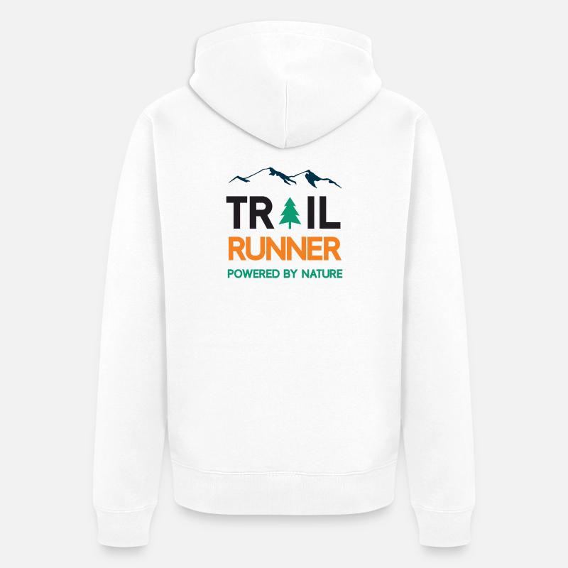 Trail Runner - Powered by Nature - Unisex Premium Organic Zip Hoodie - white