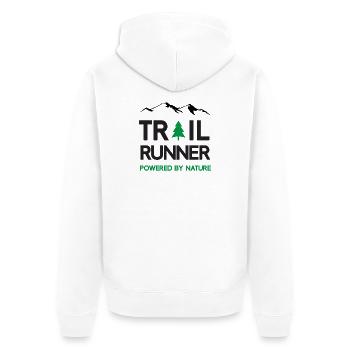 Trail Runner - Powered by Nature - Unisex Premium Organic Zip Hoodie - white - Back - Thijin (182cm)