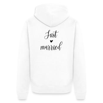 Just married with heart - Unisex Premium Organic Zip Hoodie - white - Back - Thijin (182cm)