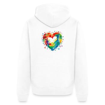 Heart - Unisex Premium Organic Zip Hoodie - white - Back - Thijin (182cm)
