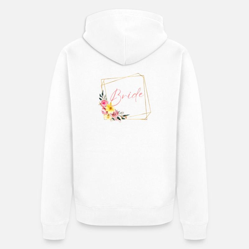 Équipe Bride! Fleurs, personnalisables - Veste à capuche bio Premium Unisexe - blanc