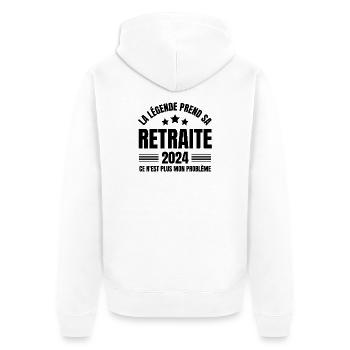 retraite, retraite 2024, retraité, retraitée - Veste à capuche bio Premium Unisexe - blanc - Dos - Thijin (182cm)