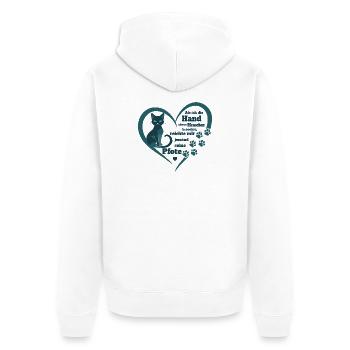 Katzen und Menschen - Unisex Premium Bio Zip Hoodie - Weiß - Hinten - Thijin (182cm)