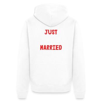 ICH HABE GERADE GEHEIRATET. Junggesellinnenabschied. VALENTINSTAG. PAAR. LIEBE - Unisex Premium Bio Zip Hoodie - Weiß - Hinten - Thijin (182cm)